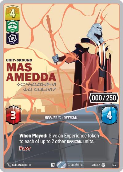 Mas Amedda - Accomplice to Power (Serialized) (Rose Gold) – Secrets of Power #1134 Star Wars: Unlimited card