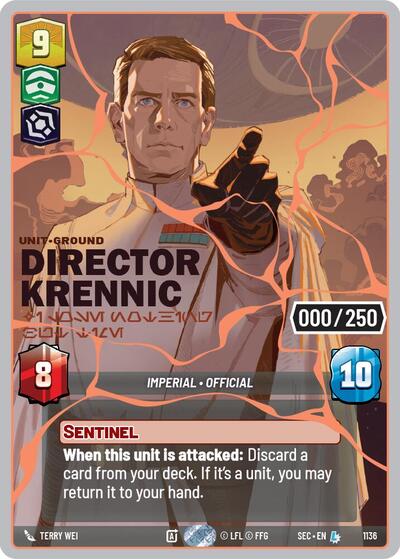 Director Krennic - I Lose Nothing But Time (Serialized) (Rose Gold) – Secrets of Power #1136 Star Wars: Unlimited card