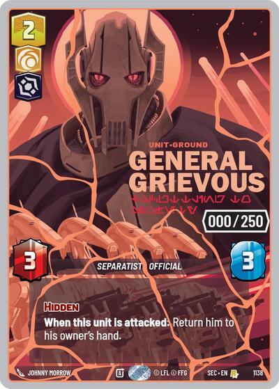 General Grievous - Scuttling to Safety (Serialized) (Rose Gold) – Secrets of Power #1138 Star Wars: Unlimited card