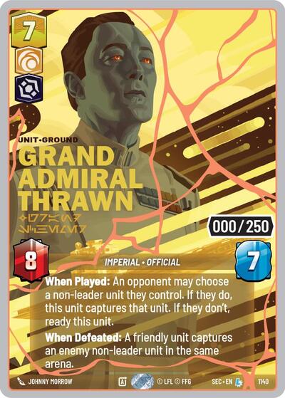 Grand Admiral Thrawn - Grand Schemer (Serialized) (Rose Gold) – Secrets of Power #1140 Star Wars: Unlimited card