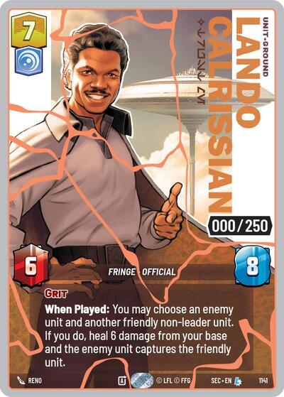 Lando Calrissian - Trust Me (Serialized) (Rose Gold) – Secrets of Power #1141 Star Wars: Unlimited card