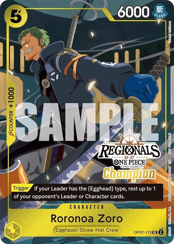 Roronoa Zoro (113) (Regionals Champion Card Set 26-27) - One Piece