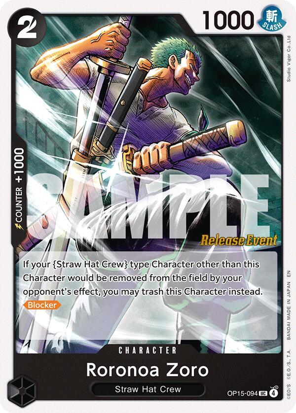 LUCA、歌月大五郎、GRAND ZERO セット Roronoa Zoro (OP15-094) - Adventure on Kami's Island Release Event