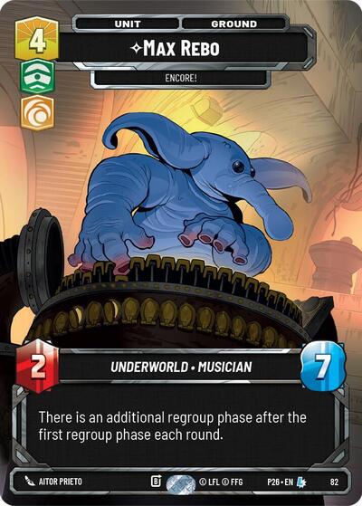 Max Rebo - Encore! (82) Sector and Regional Promos: Season 1 Legendary Star Wars Unlimited card — value and price