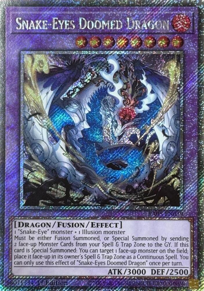 Snake-Eyes Doomed Dragon (Platinum Secret Rare) - Rarity Collection 5 - YuGiOh Snake-Eyes Doomed Dragon (Platinum Secret Rare) - Rarity Collection 5 - YuGiOh