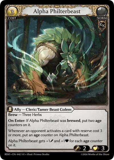 Alpha Philterbeast — Foil Radiant Origins Super Rare Grand Archive card — value and price
