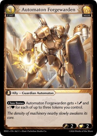 Automaton Forgewarden — Foil Radiant Origins Uncommon Grand Archive card — value and price