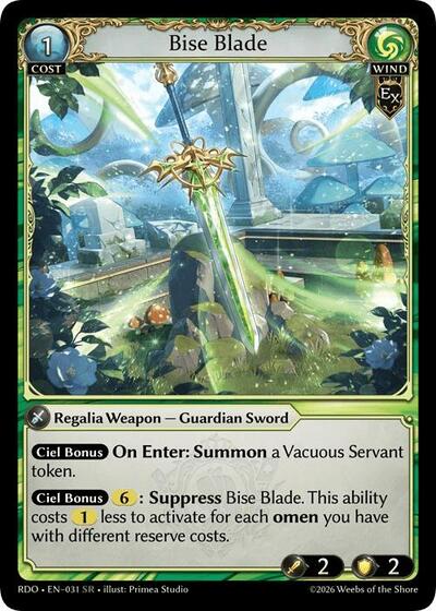 Bise Blade — Foil Radiant Origins Super Rare Grand Archive card — value and price