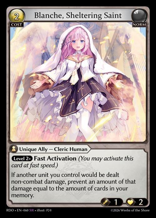 グランドアーカイブ - Blanche, Sheltering Saint *2 Blanche, Sheltering Saint - Radiant Origins - Grand Archive TCG