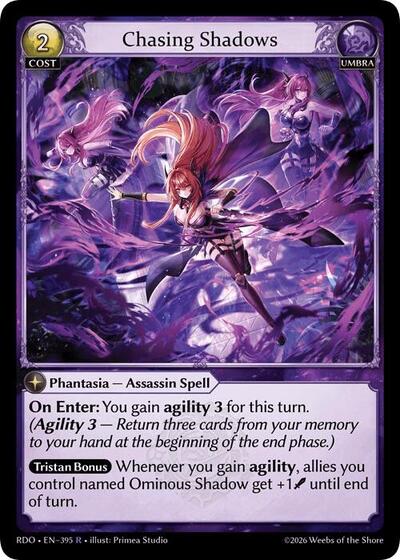 Chasing Shadows — Foil Radiant Origins Rare Grand Archive card — value and price