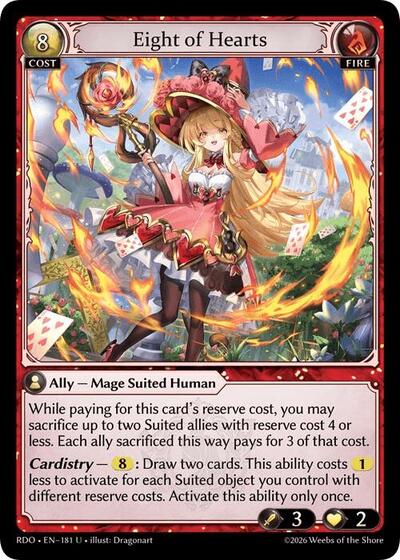 Eight of Hearts — Foil Radiant Origins Uncommon Grand Archive card — value and price