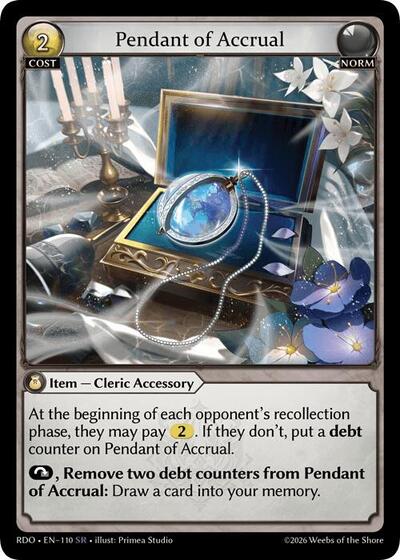 Pendant of Accrual card