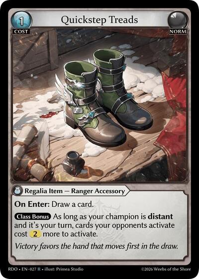 Quickstep Treads — Foil Radiant Origins Rare Grand Archive card — value and price