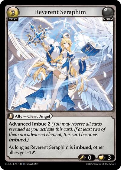Reverent Seraphim — Foil Radiant Origins Rare Grand Archive card — value and price