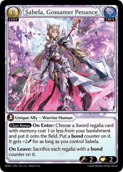 Sabela, Gossamer Penance — Foil Radiant Origins Super Rare Grand Archive card — value and price