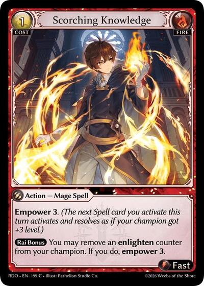 Scorching Knowledge — Foil Radiant Origins Common Grand Archive card — value and price