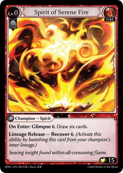 Spirit of Serene Fire Radiant Origins Ultra Rare Grand Archive card — value and price