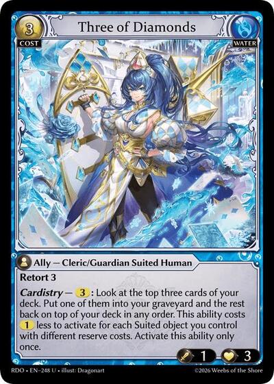 Three of Diamonds — Foil Radiant Origins Uncommon Grand Archive card — value and price