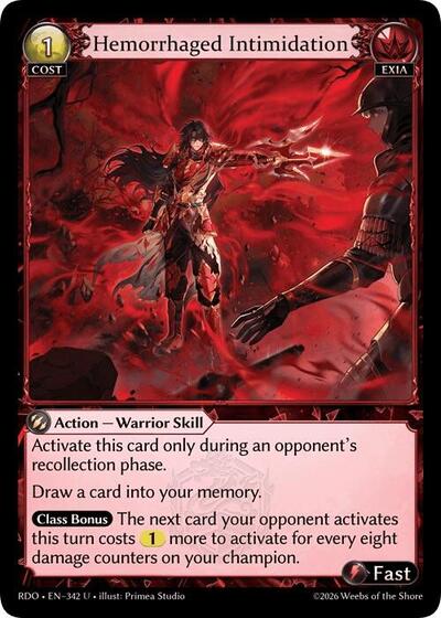 Hemorrhaged Intimidation (Curio Foil) Radiant Origins Uncommon Grand Archive card — value and price
