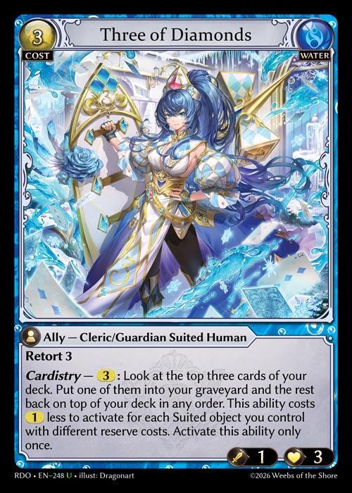 Three of Diamonds (Curio Foil) - Radiant Origins - Grand Archive