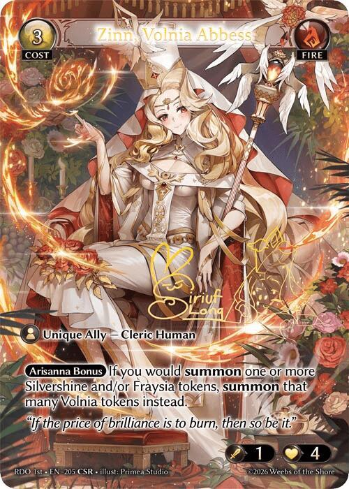 その他 grand archive Zinn, Volnia Abbess CSR Zinn, Volnia Abbess (CSR) - Radiant Origins - Grand Archive TCG
