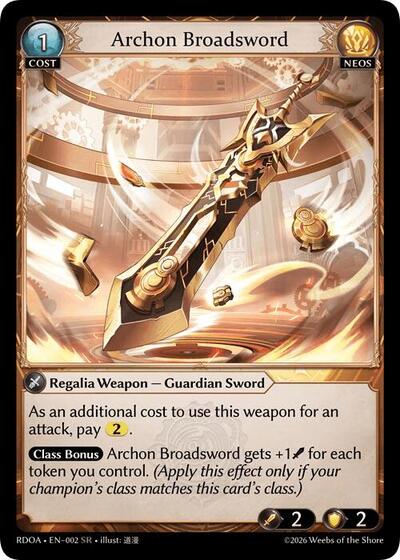 Archon Broadsword Radiant Origins Super Rare Grand Archive card — value and price