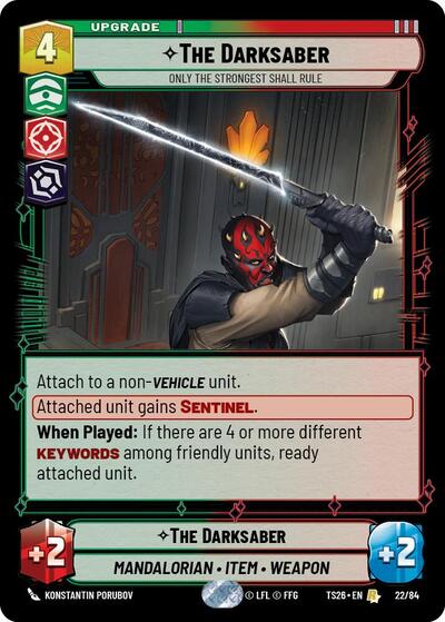 The Darksaber - Only the Strongest Shall Rule Twin Suns Rare Star Wars Unlimited card — value and price