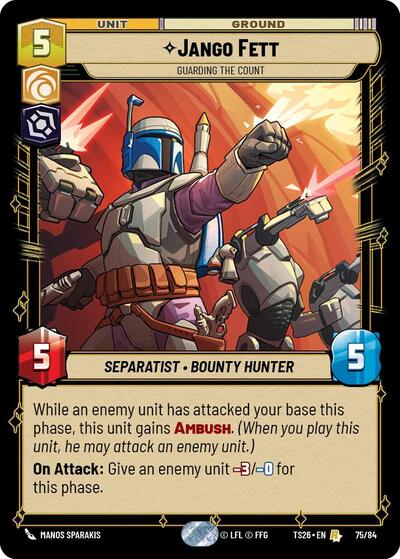 Jango Fett - Guarding the Count Twin Suns Rare Star Wars Unlimited card — value and price