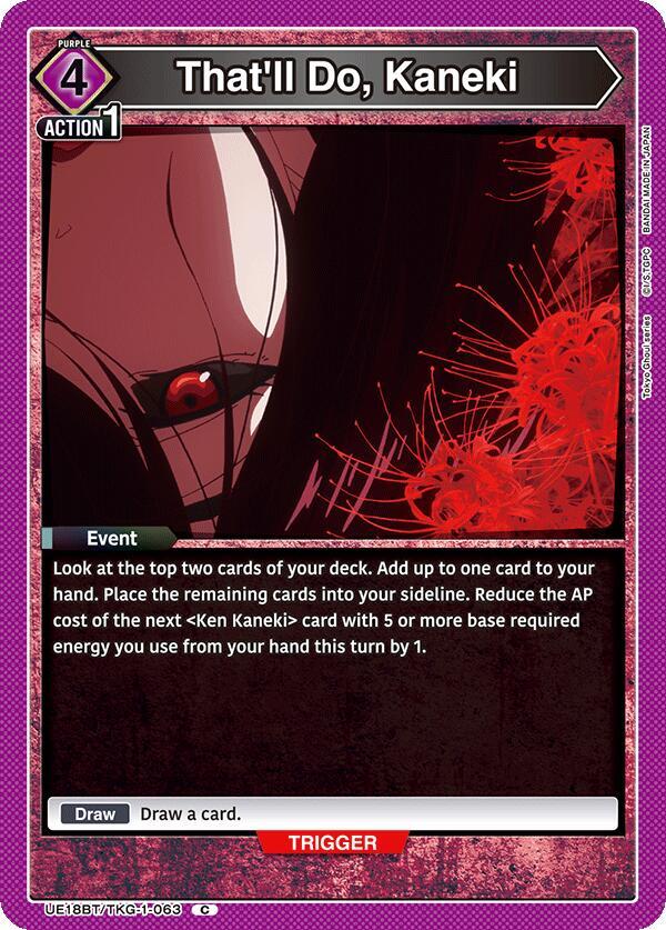 Kou Tou  トレーディングカード That'll Do, Kaneki - UE18BT: Tokyo Ghoul - Union Arena - TCGplayer.com