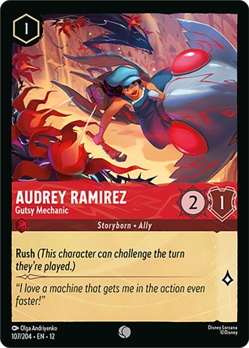 Audrey Ramirez - Gutsy Mechanic - Premium Disney Lorcana Trading Cards and Booster Packs