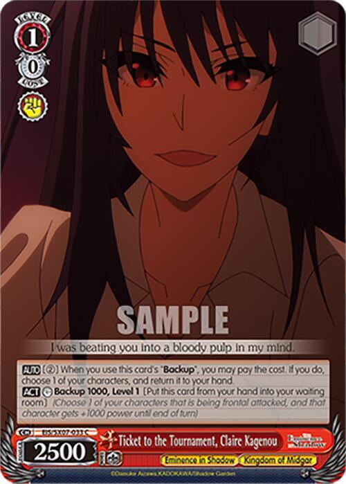 Ticket to the Tournament, Claire Kagenou