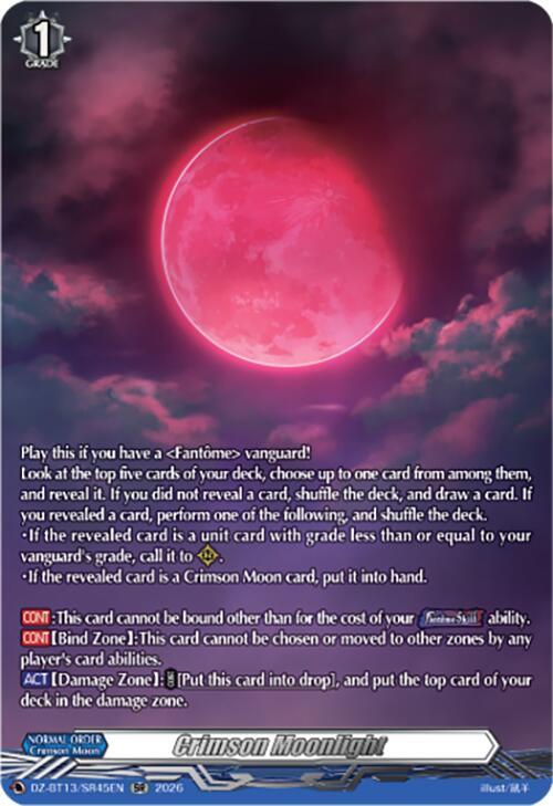 トランプ ムーンライト Crimson Moonlight (SR) - DZ-BT13: Parallactic Clash - Cardfight