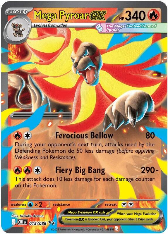 Mega Pyroar ex 015/086 from ME04: Chaos Rising