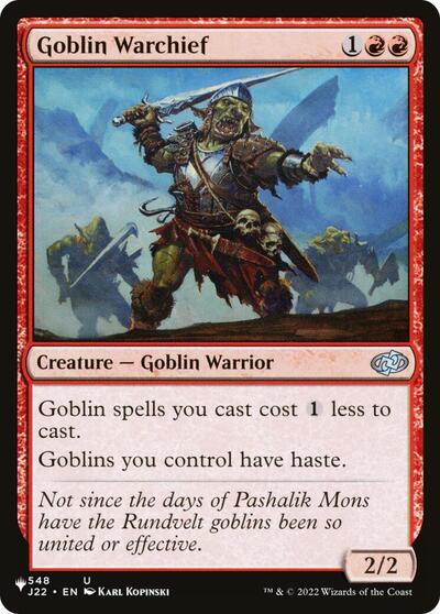 Goblin Warchief (The List, from J22) from LIST #J22-548, Magic: The Gathering card