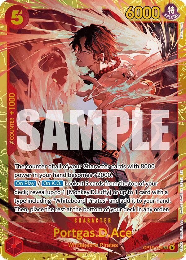 エース OP16-118 SEC通常版・パラレル版 ONEPIECE Portgas.D.Ace (118) - The Time of Battle - One Piece Card Game