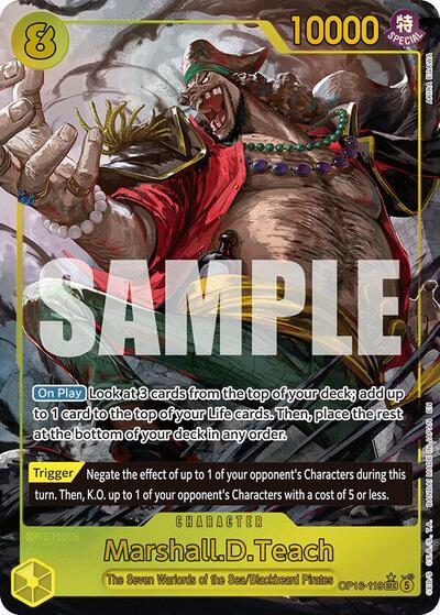Marshall.D.Teach (119) (Alternate Art) The Time of Battle SEC One Piece card — value and price