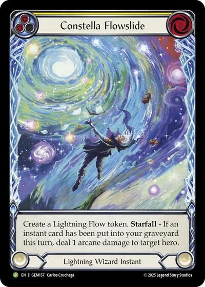 Constella Flowslide (Yellow) — Rainbow Foil Gem Pack 5 Promo Flesh and Blood card — value and price