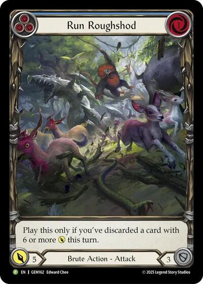 Run Roughshod (Blue) — Rainbow Foil Gem Pack 5 Promo Flesh and Blood card — value and price
