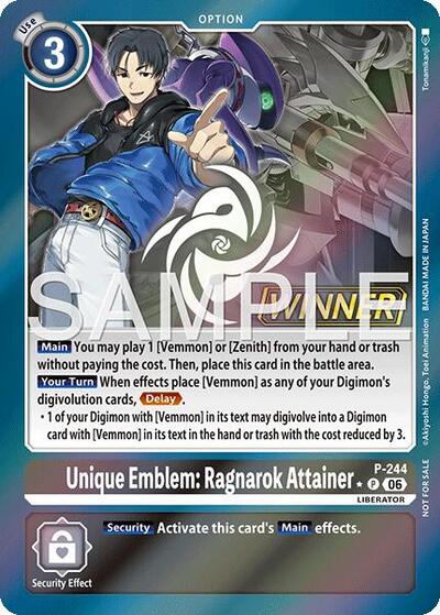 Unique Emblem: Ragnarok Attainer (Official Store Tournament 2026 Vol. 3 Winner) Digimon Promotion Cards Promo Digimon card — value and price