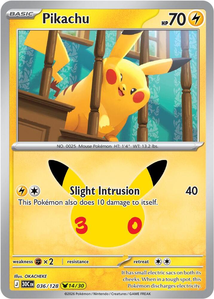 Pikachu - 036/128 - ME: 30th Celebration - Pokemon - TCGplayer.com