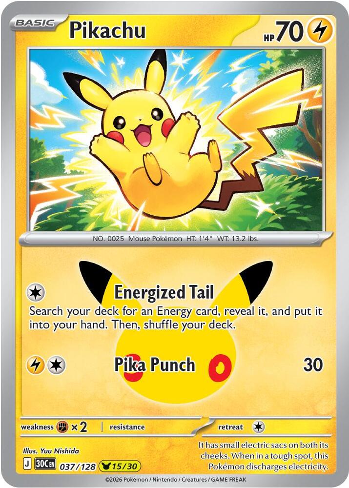Pikachu - 037/128 - ME: 30th Celebration - Pokemon - TCGplayer.com