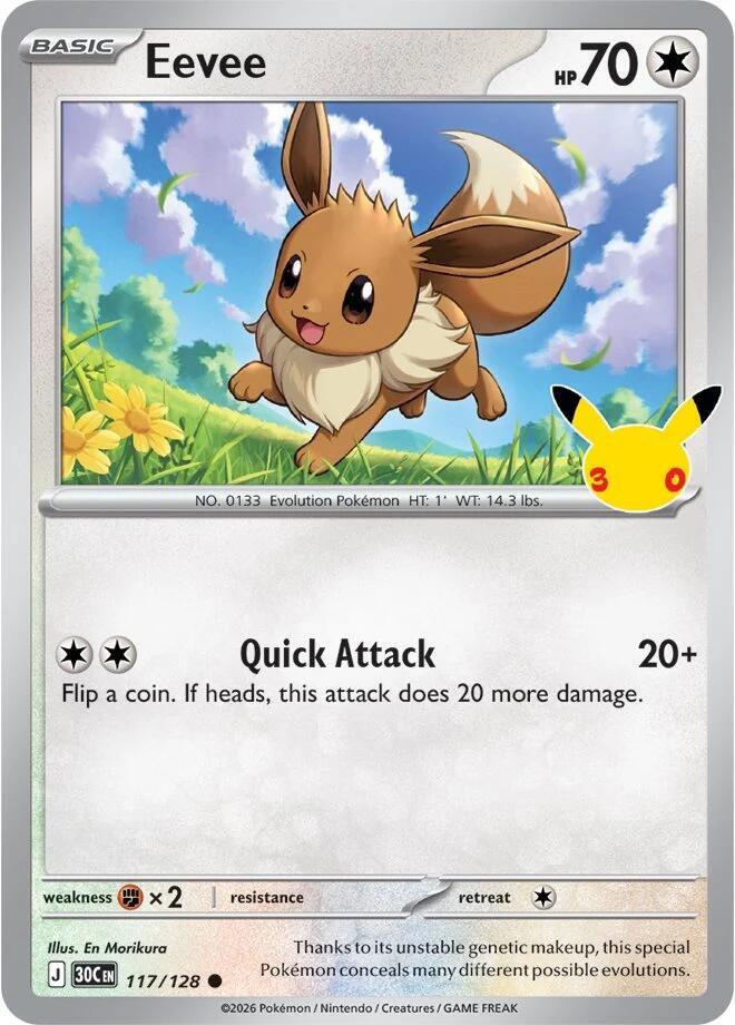 ポケモンカードゲーム Eevee Eevee - 117/128 - ME: 30th Celebration - Pokemon - TCGplayer.com