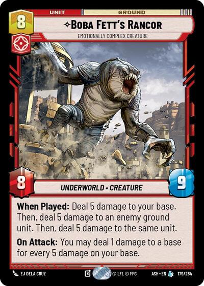 Boba Fett's Rancor - Emotionally Complex Creature Ashes of the Empire Legendary Star Wars Unlimited card — value and price