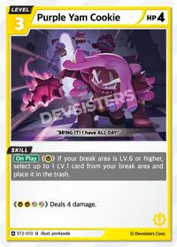 Purple Yam Cookie #ST2-010 from Starter Deck Assortment 1 Pokemon card image