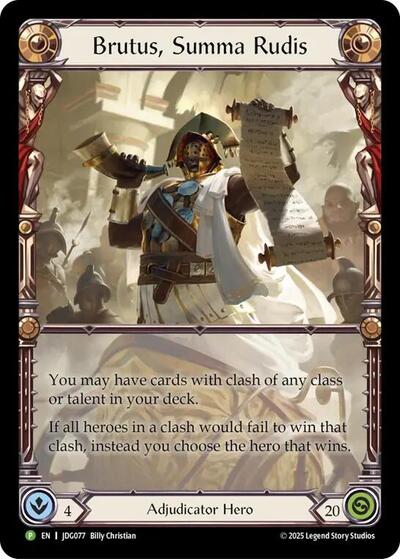 Brutus, Summa Rudis - JDG077 Flesh and Blood: Promo Cards Promo Flesh and Blood card — value and price
