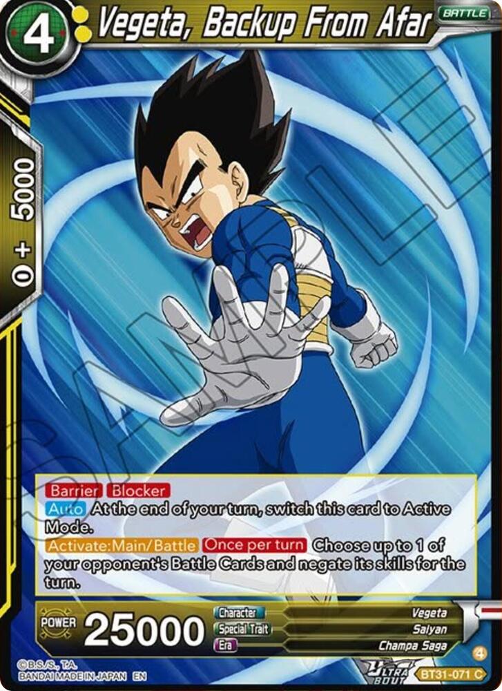Vegeta, Backup From Afar #BT31-071 — Impact Beyond Dimensions