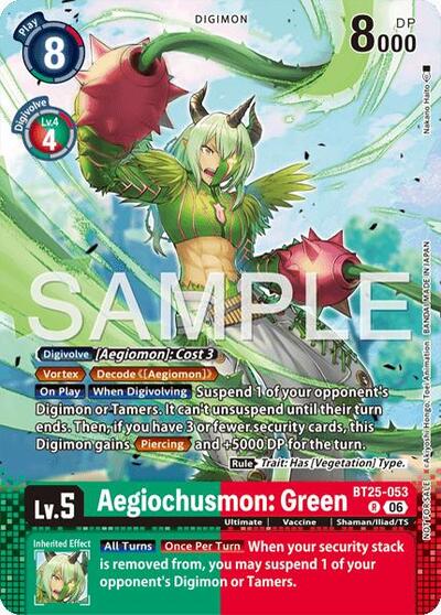 Aegiochusmon: Green (Event Pack 10) Dual Revolution Rare Digimon card — value and price