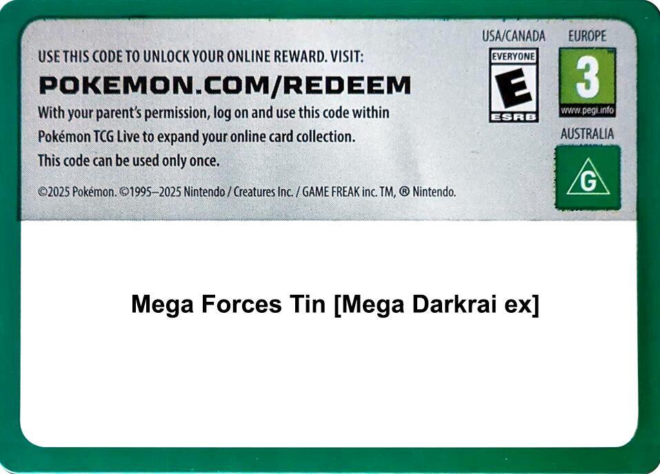 Code Card - Mega Forces Tin [Mega Darkrai ex]