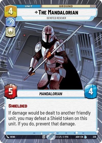 The Mandalorian - Devoted Rescuer (Hyperspace) Ashes of the Empire Legendary Star Wars Unlimited card — value and price