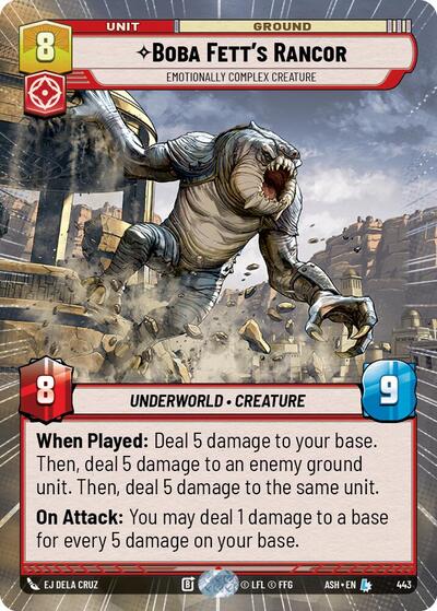 Boba Fett's Rancor - Emotionally Complex Creature (Hyperspace) Ashes of the Empire Legendary Star Wars Unlimited card — value and price